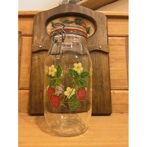 1970 Vintage Arc Strawberry Blossom French Canning Jar